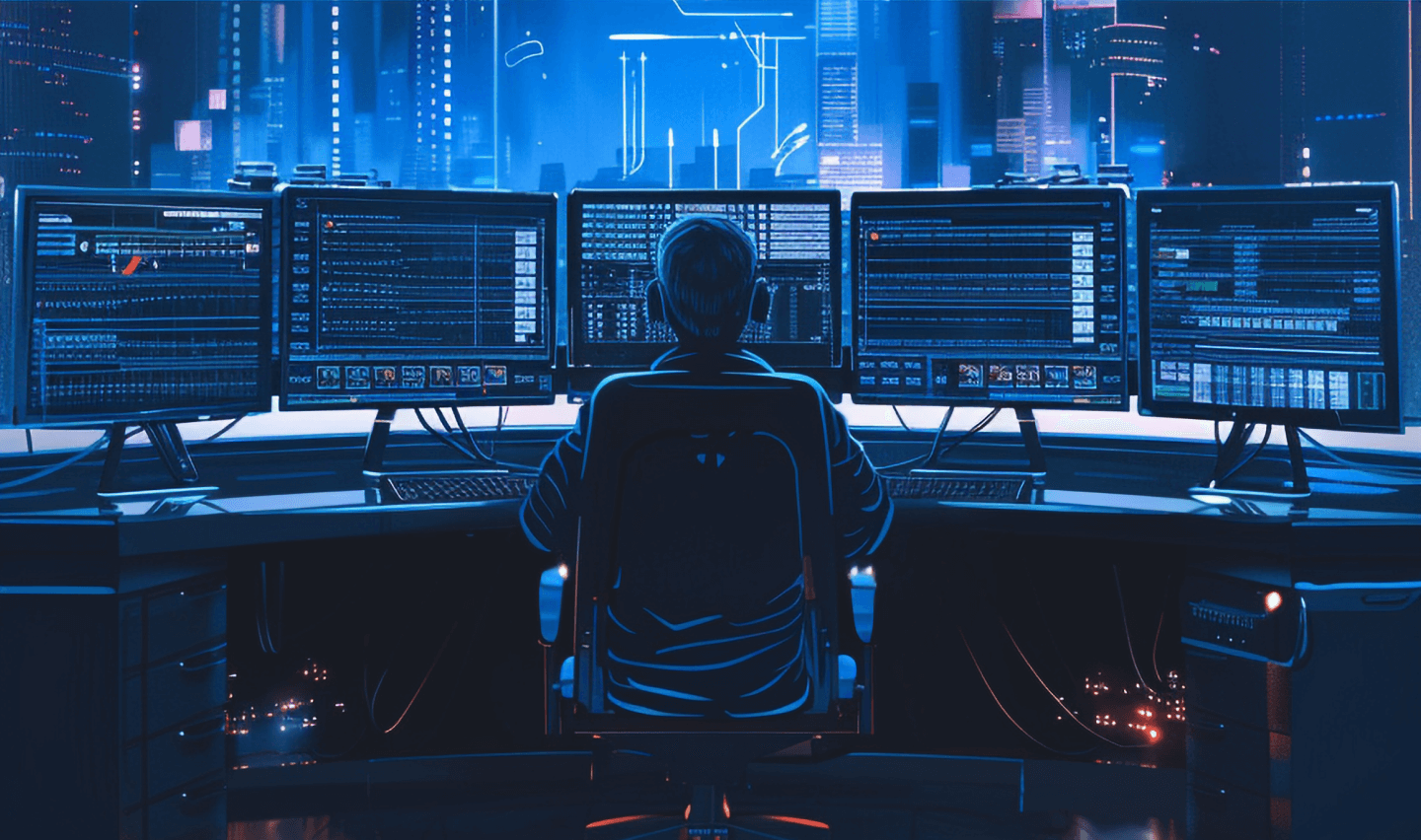 Klik Solutions Managed It Services 48 cyber security expert working with technology neon lights