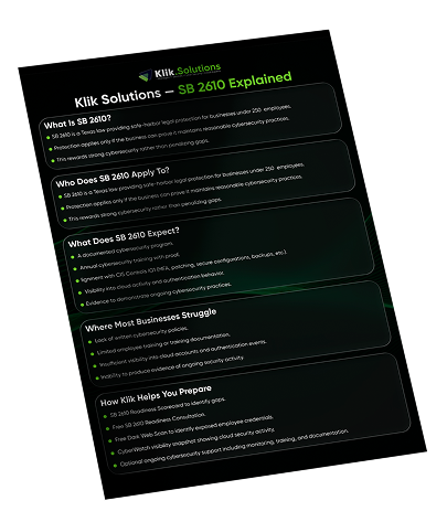 Klik Solutions: Texas SB 2610 Explained 1 Free Floating Paper Branding Poster Mockup 1