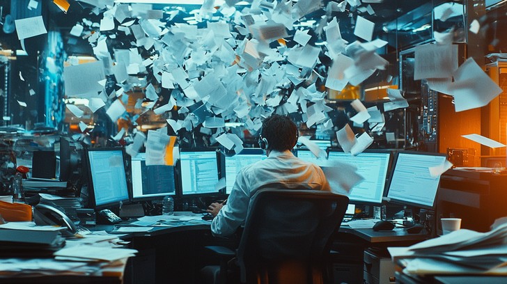 AI, Compliance, and Chaos: What 2026 Has in Store for IT Teams 6 chaotic office scene stockcake